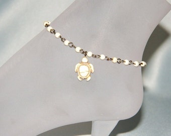 Cream Howlite Turtle Anklet