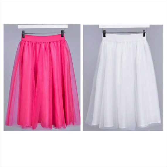 White Or Hot Pink Tulle Skirt 5443
