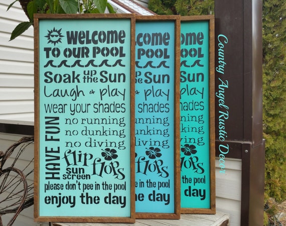 pool rustic wood Sign, pool Outdoor   RULES sign, Pool swimming  Sign,swimming Deck Pool signs
