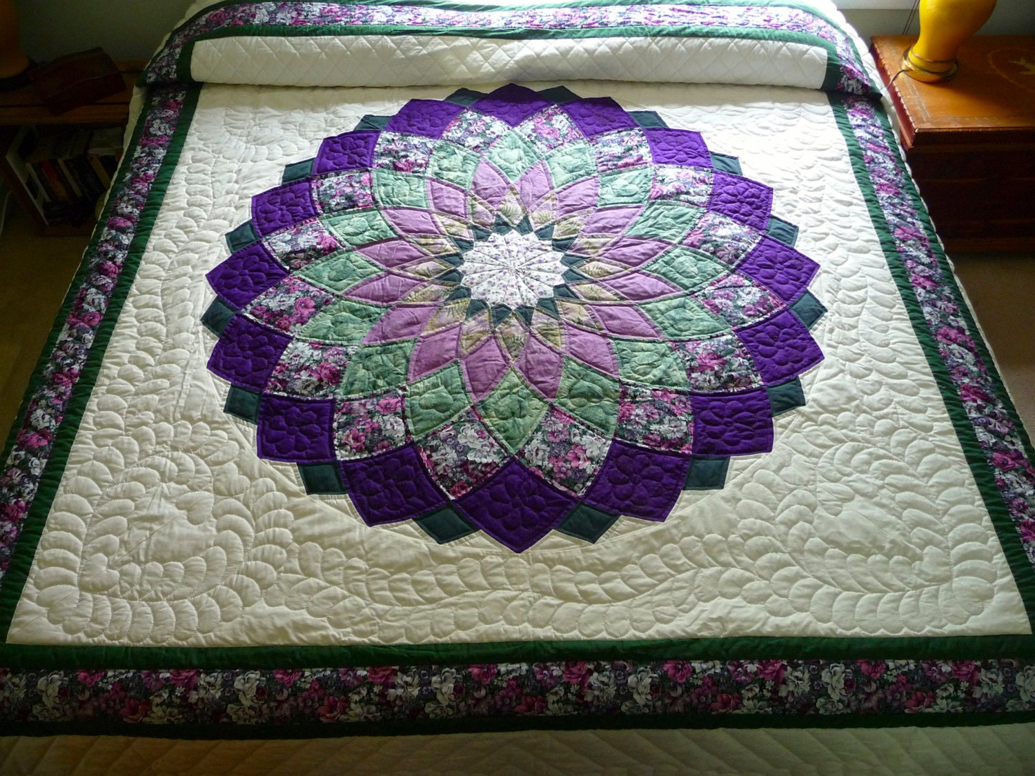 Giant Dahlia Amish Quilt by QuiltsByAmishSpirit on Etsy