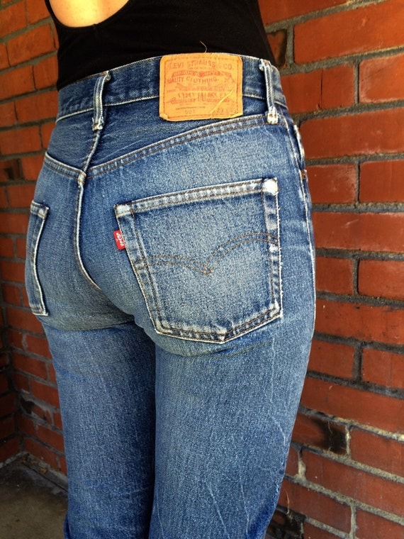 LEVIS 501 Jeans 27 Waist High Waisted Mom Jeans by HuntedFinds