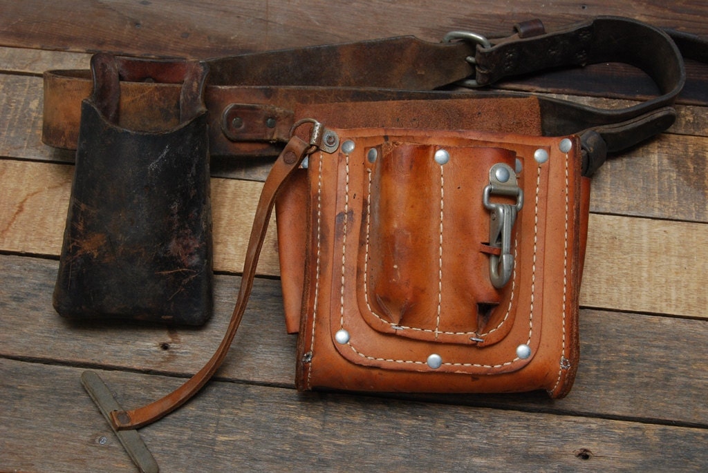 Leather Lineman Tool Pouch Carpenter Belt by GoosenestPrairieRose