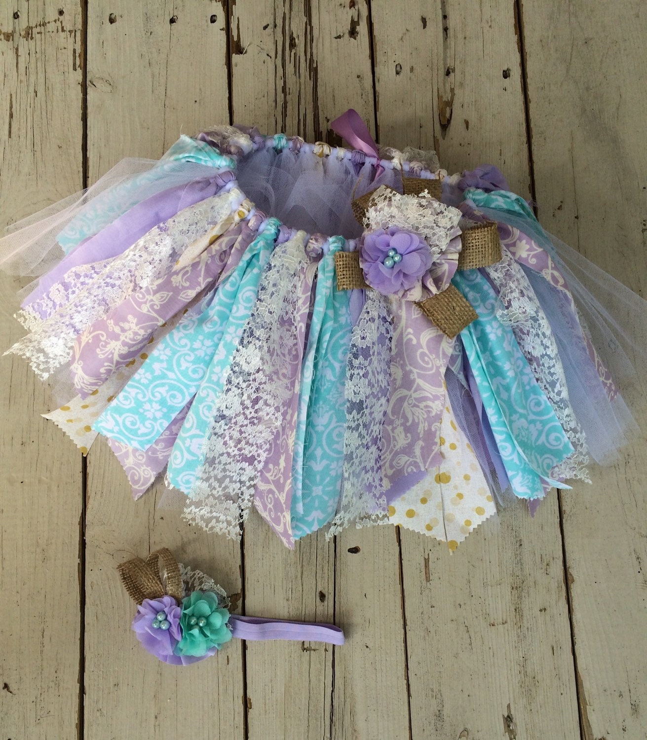 Pink and teal tutu scrap fabric tutu birthday by AdalineEssentials
