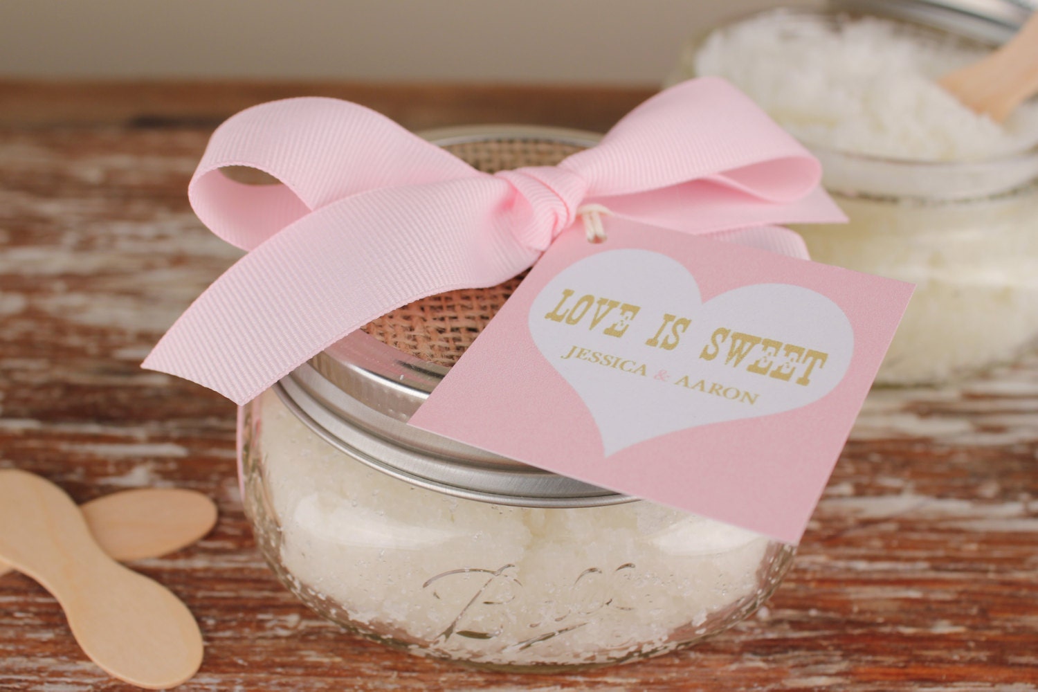 Set of 6 8oz Bridal Shower Favor Sugar Scrubs Sweet