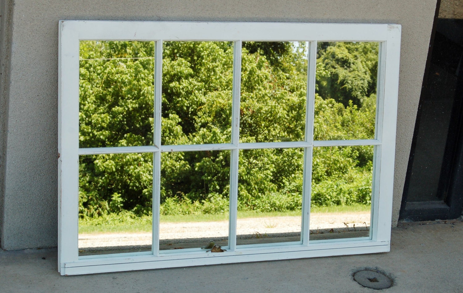 Antique Window Pane Mirror White Large Format