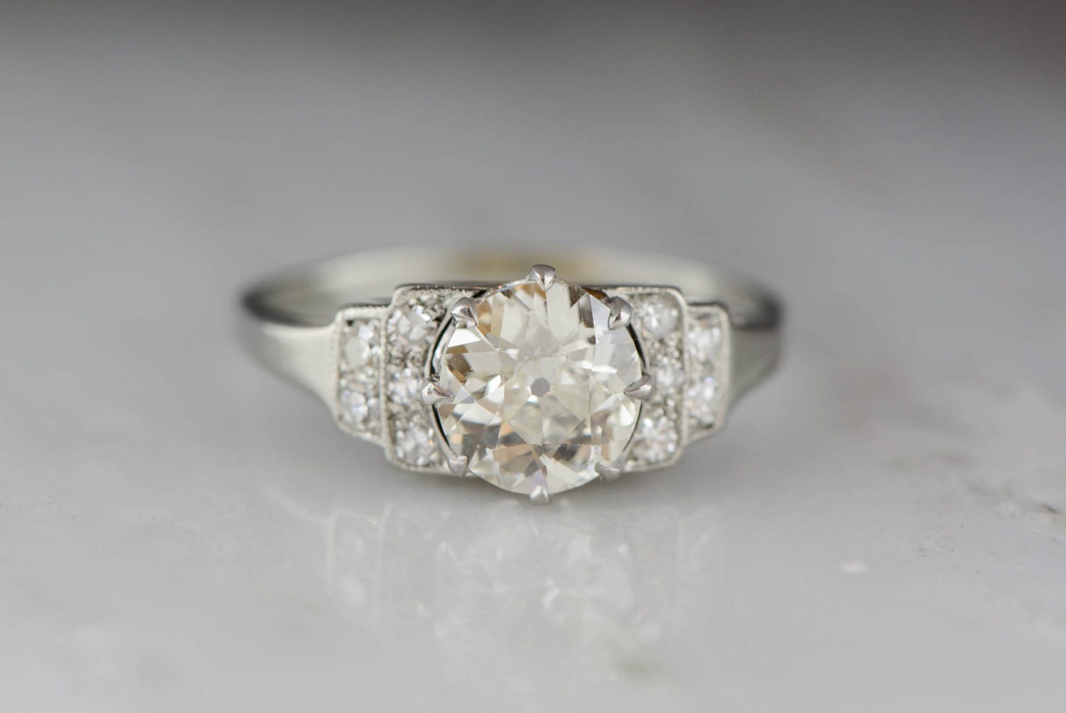Antique Platinum Art Deco Engagement Ring with 1.30 Carat