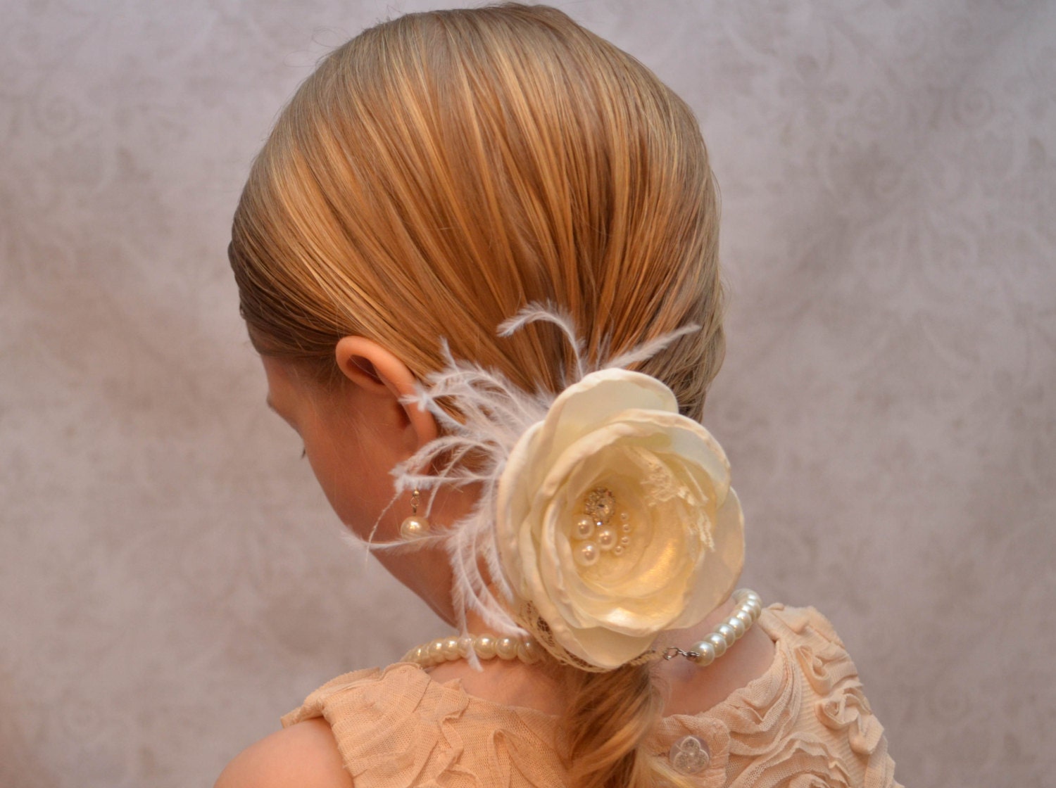 Ivory Flower Girl Hair Accessory Ivory Flower Hair Clip