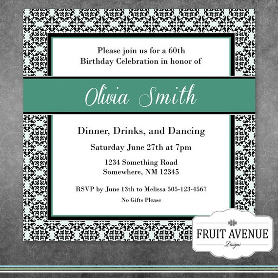 Elegant Adult Birthday Party Invitation Printable