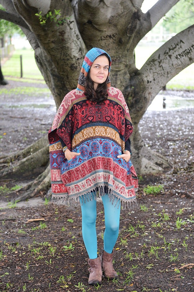 Hooded Short Poncho Handmade Poncho Finest Softest Yak Wool