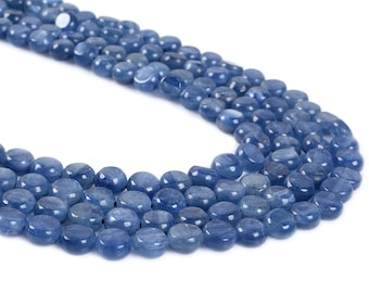 0771 6mm Blue Kyanite coin disc loose gemstone beads 16"