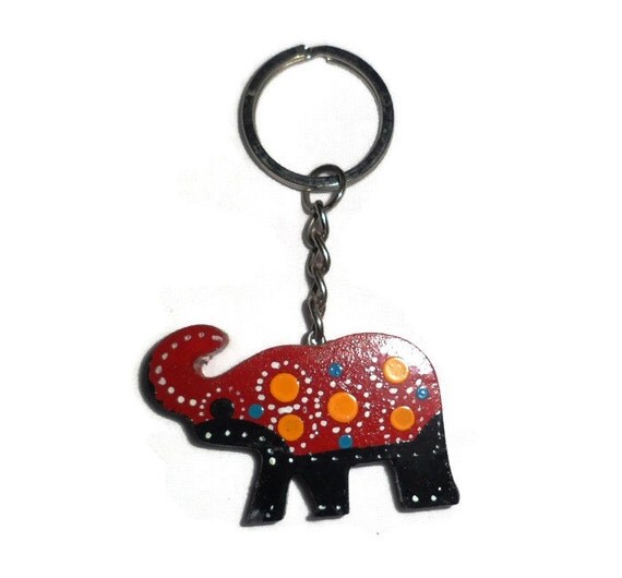Unique Handmade Wooden Elephant Keychain by Sri Lankan by Laksala