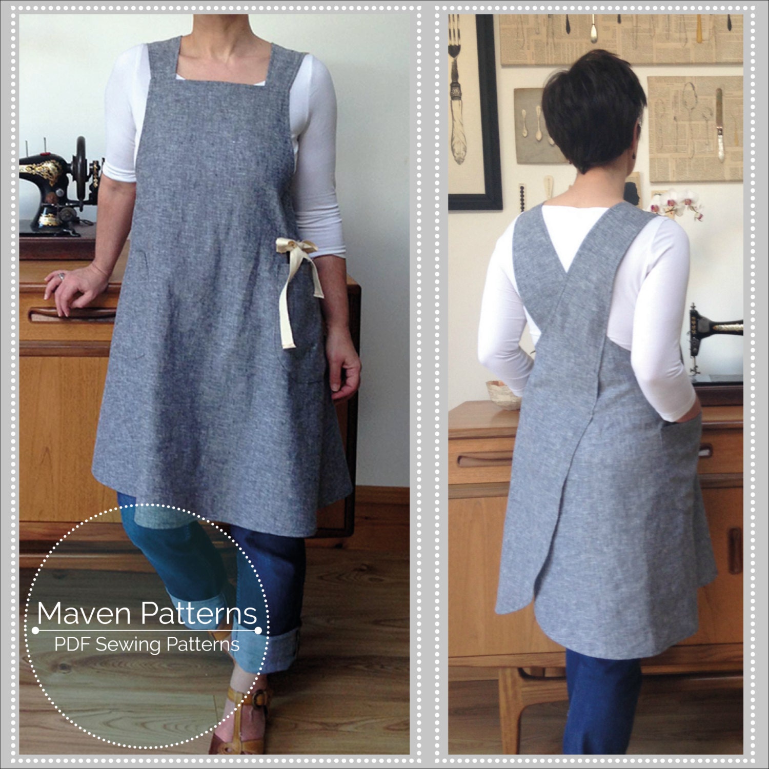 The Maria Wrap Apron PDF sewing pattern Japanese apron