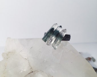 Triple Green Ghost Quartz Adjustable Ring