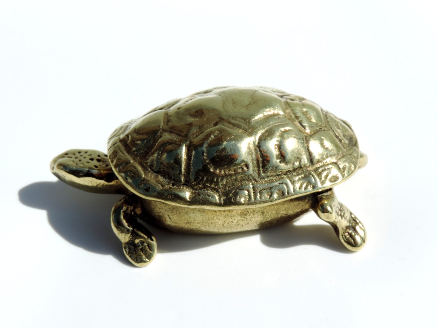 Vintage Brass Lidded Turtletortoise Ashtraytrinket Dish 1291