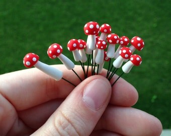 Tiny Red Spotted Mushroom -- Decoration for Terrariums or Fairy Gardens