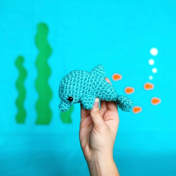 Amigurumi Dolphin Figurine by HappyGuppyToys on Etsy