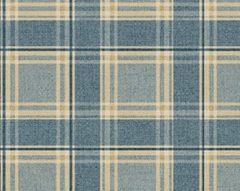 One Yard Olivia - Plaid in Blue - Cotton Quilt Fabric - by Michele D' Amore for Benartex Fabrics - 4633-55 (W2563)