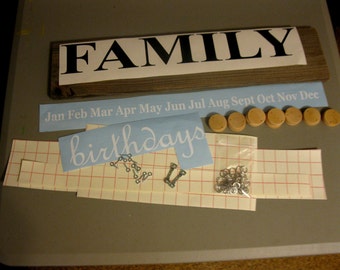 Family Birthday Board Kit -Birthday Calendar DIY Kit-Family Birthday/Celebrations Kit -Family Sign DIY Kit- DIY Gifts-Mother's Day Gift Gift