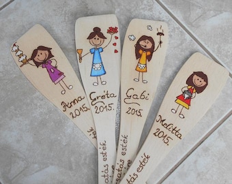 Personalised Wooden colorful spoon hand engraved burning wood (Surprise your friend)