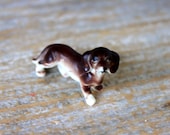 miniature dachshund dog figurine bone china  //  porcelain bisque