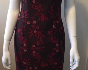 Elegant chinoise floral dress 1980's Privelege Paris Made in France gorgeous!