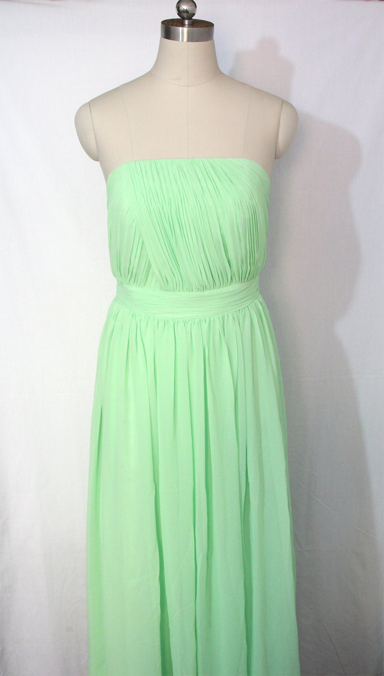 Mint Green Bridesmaid Dress Long Strapless Prom by AlexDress
