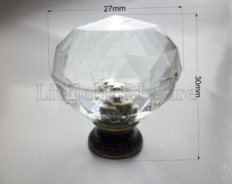 27MM*30MM Clear acrylic antique brass color base drawer knobs / dresser knobs/ cupboard knobs / furniture knobs with screws DP0209