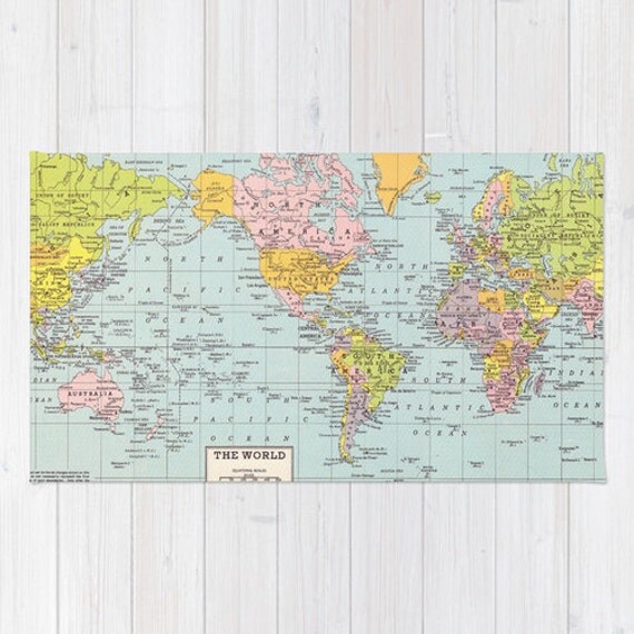 World Map Bath Mat Historic Map For A Travel Or Map By Mapology 3666