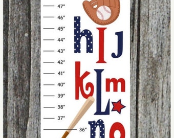 SALE Personalized Abc Sports Canvas Growth Chart