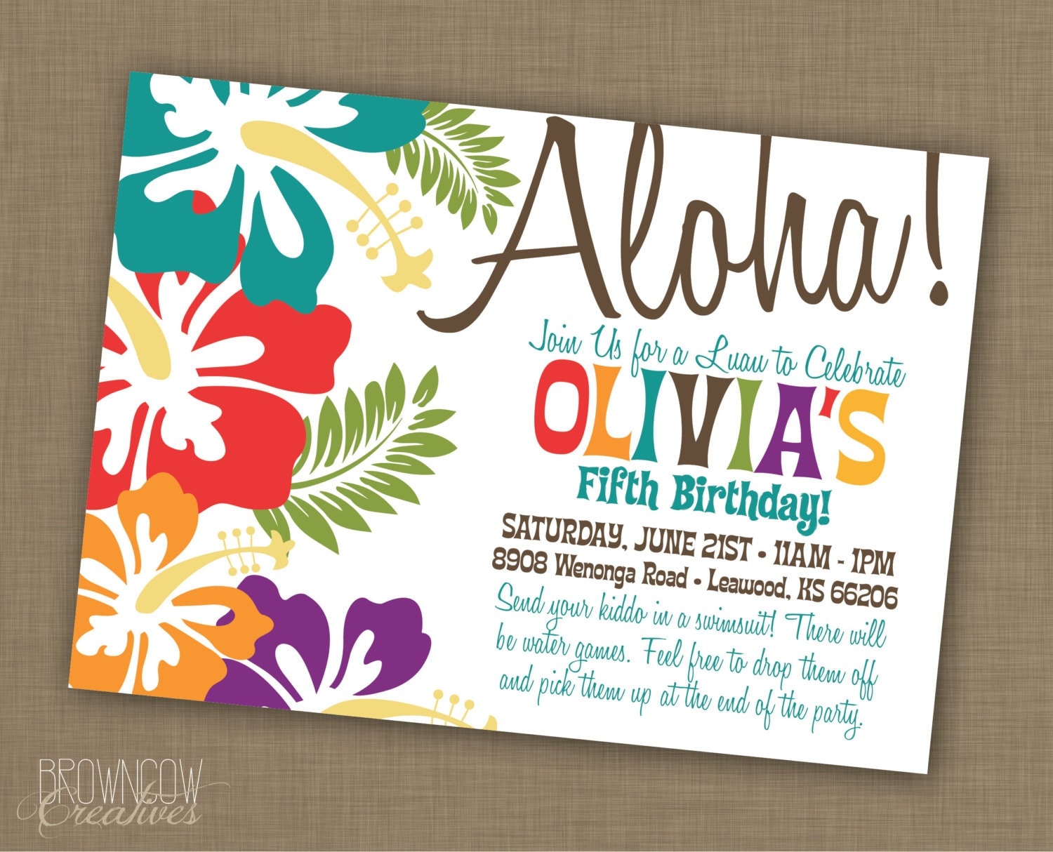 Hawaiian Theme Party Invitations Printable 3
