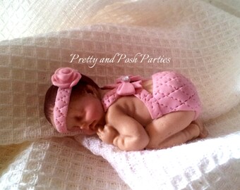 Precious Pink Jumper Fondant Baby Cake Topper