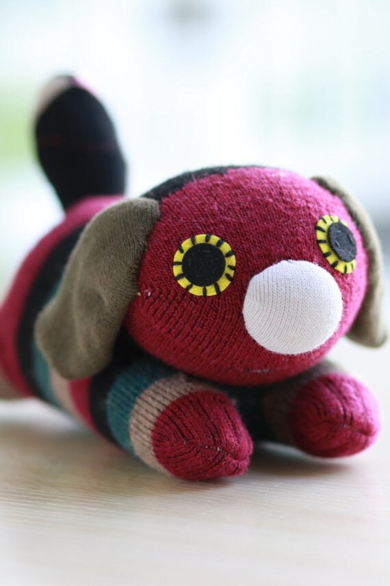 Stuffed dog doll toy plush Personalized dog stripes by Leekary