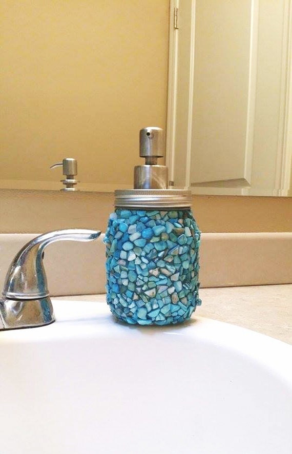 Broken shell mason jar soap dispenser Beach by BeachsideShack