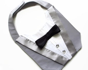 Dog Wedding Tuxedo in Gray with Bow Tie Choices