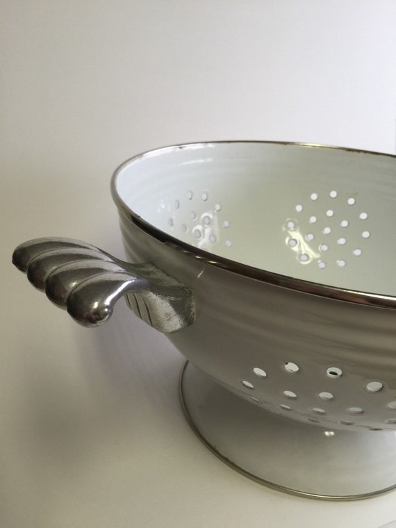 White Enamal Fiestaware Colander