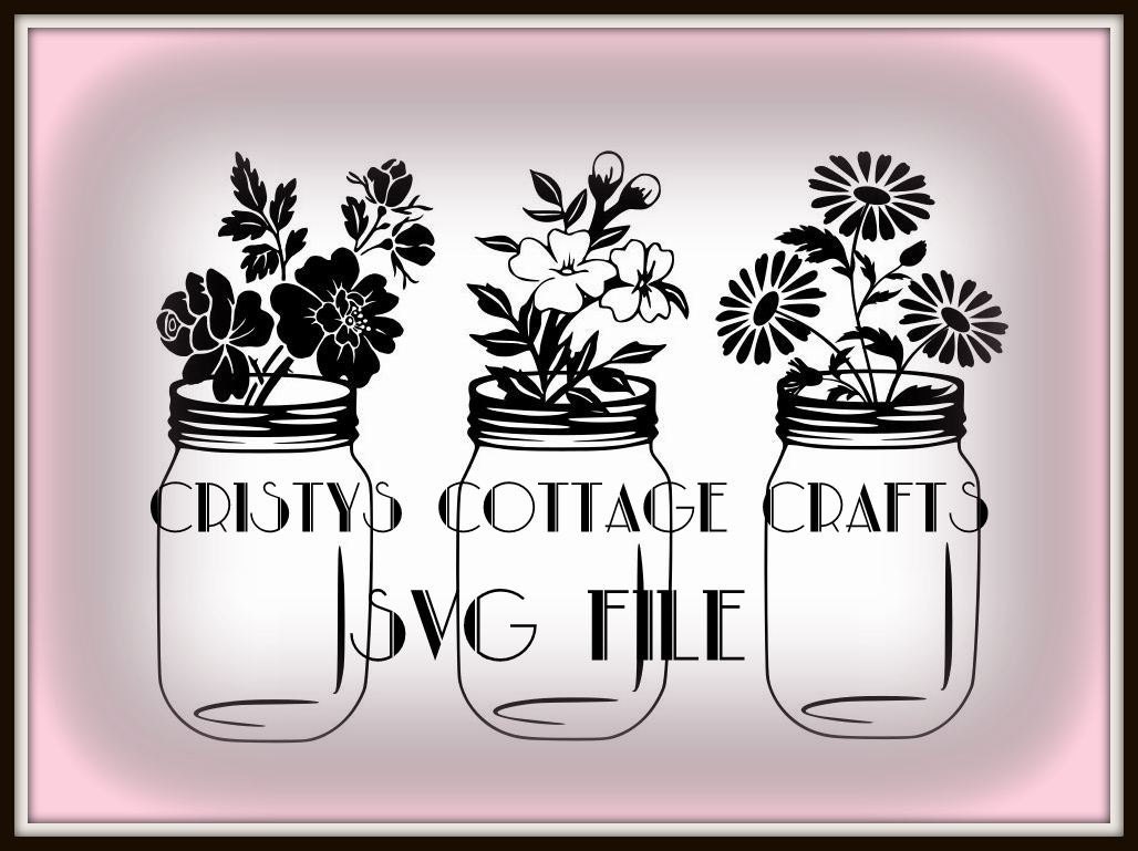 Download svg file Mason Jar with flowers