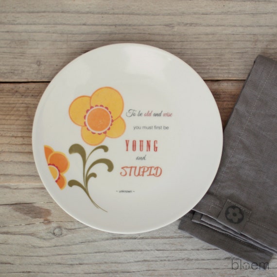 SALE 30% off Decorative Plate with quote Upcycled by BloemFrance