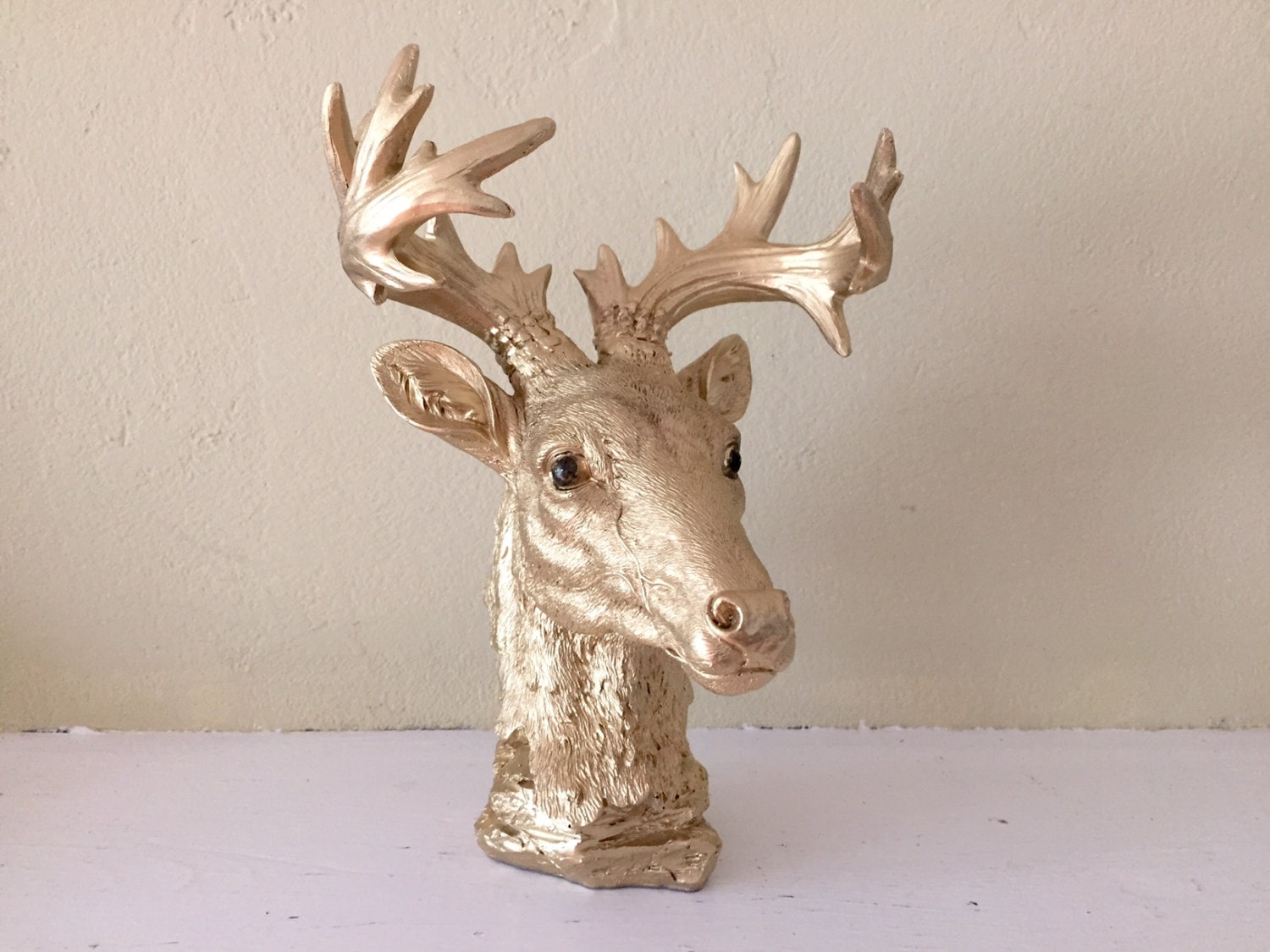 faux deer head deer bust table top very detailed gold