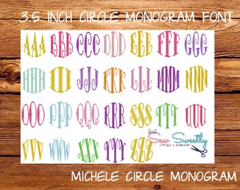 Michele Circle Monogram Embroidery Font - 3.5 inch