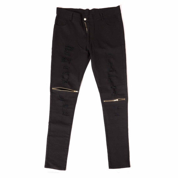 black joggers with gold zippers