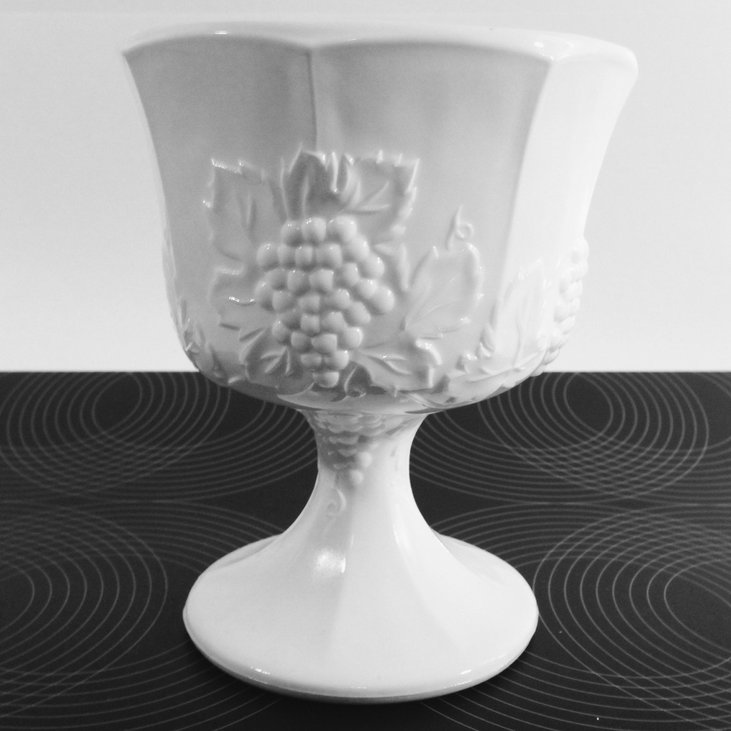 Milk Glass Harvest Grape Pedestal Bowl by on Etsy