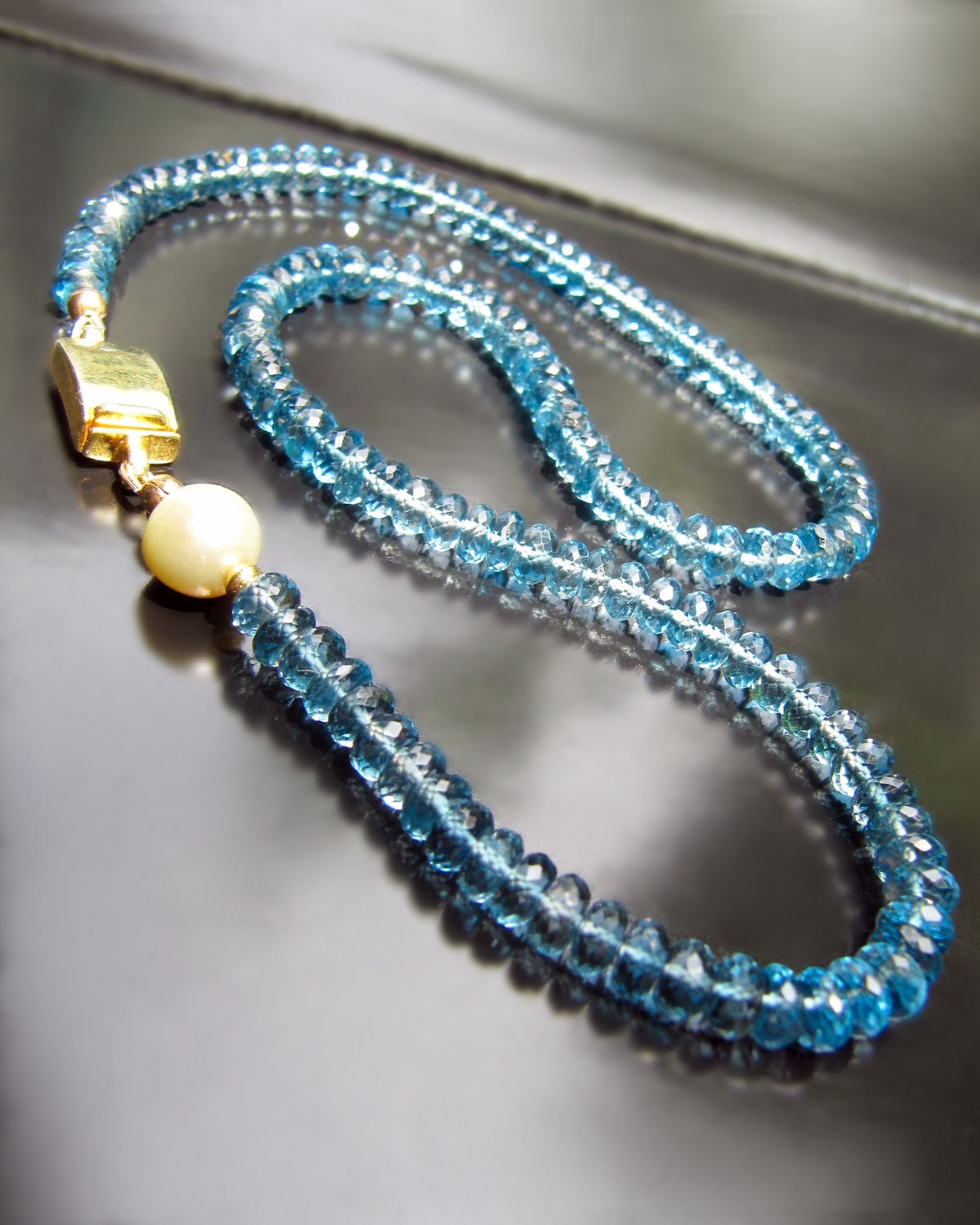 London blue topaz necklace blue gem necklace south sea