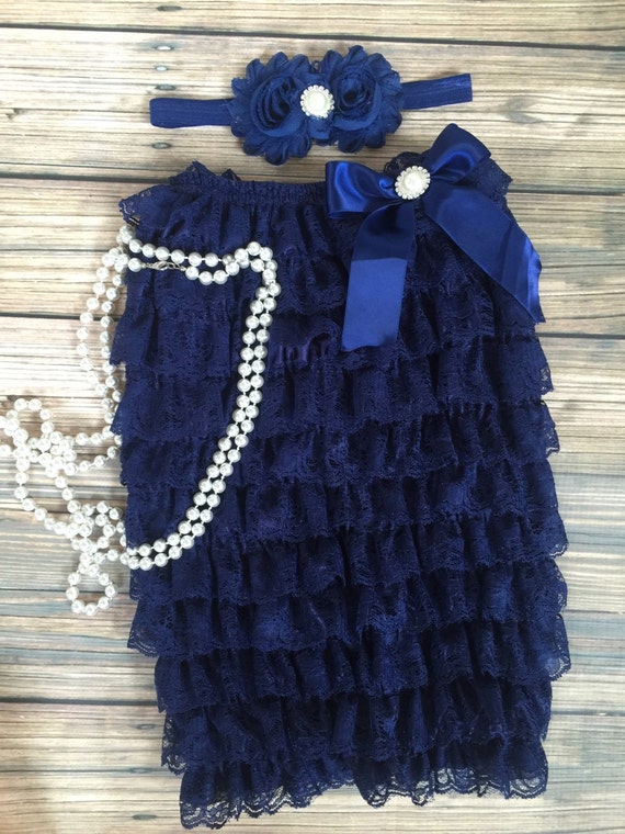 Navy Blue lace Romper/ First Birthday/ FlowerGirl/ CakeSmash/