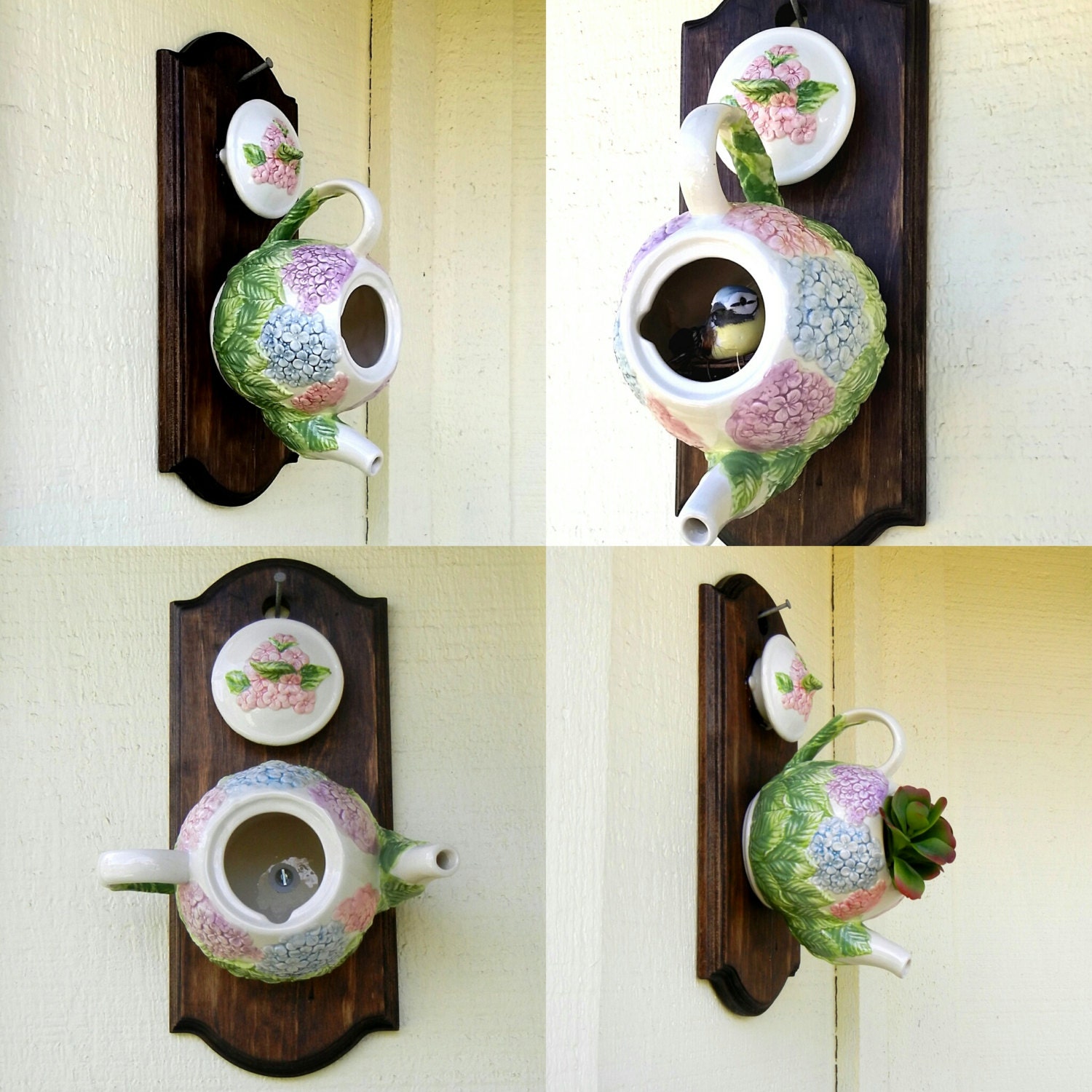 Bird House Teapot Teapot Planter Birdfeeder Garden Whimsy
