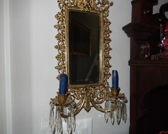 MIRROR WALL SCONCES with Crystal Prisms