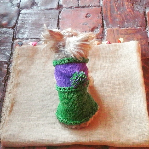 Handknit Dog Sweater / 100 Pure Wool / Purple and by CasaLunaCo