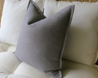 Gray Linen Pillow Cover, Flange Edge Pillow, Grey Pillow, Pillow Sham, Euro Sham, 18 x 18 inch, 20 x 20, 22 x 22, 24 x 24, 26 x 26, 12 x 24