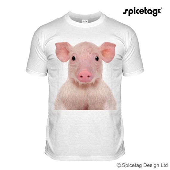 Pig T-shirt Pink Piglet Farm Animal Tshirt Cute Pet by Spicetag