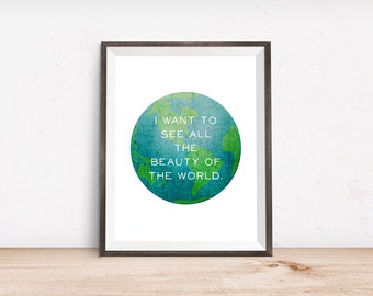 Travel Printable Art Print - Travel Poster - World Map Print - Wanderlust - Instant Download - 4x6" 5x7" 8x10" 8.5x11" A4 11x14"