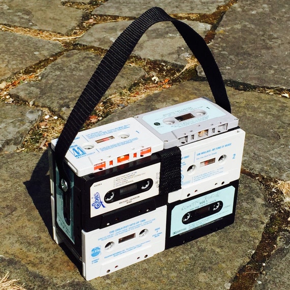Recycled Cassette tape bag box handbag Retro AsBeAu